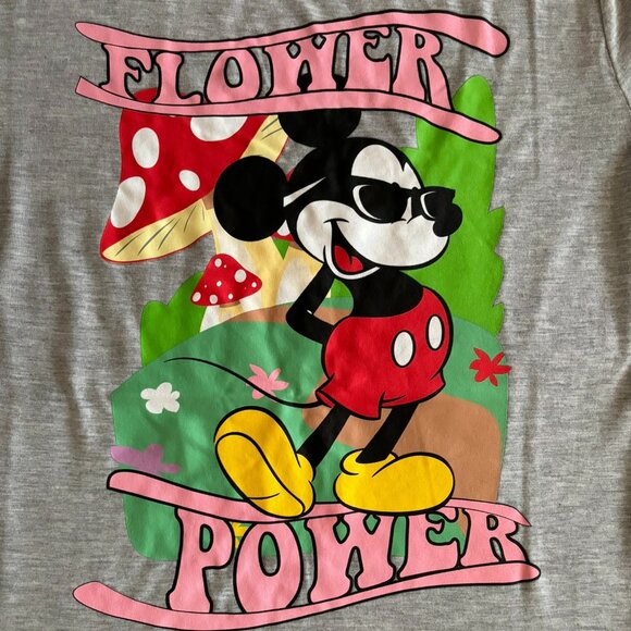 Licensed Disney Mickey Mouse "Flower power" slim fit soft T-shirt, S,M,L,XL - Picture 3 of 5